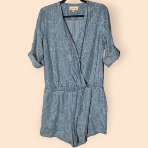Cloth and Stone for Anthropologie Medium Romper Jumpsuit Floral Playsuit Blue